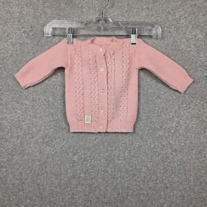 Vintage Baby Cardigan‎ Sweater Girls Infant Pink Knit Orlon Acrylic Button